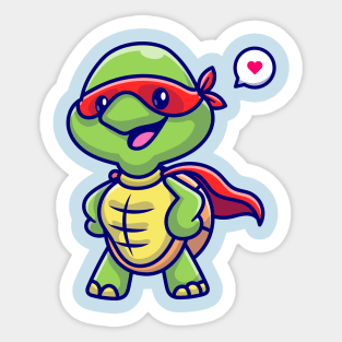 Cute Turtle Super Hero Cartoon Sticker